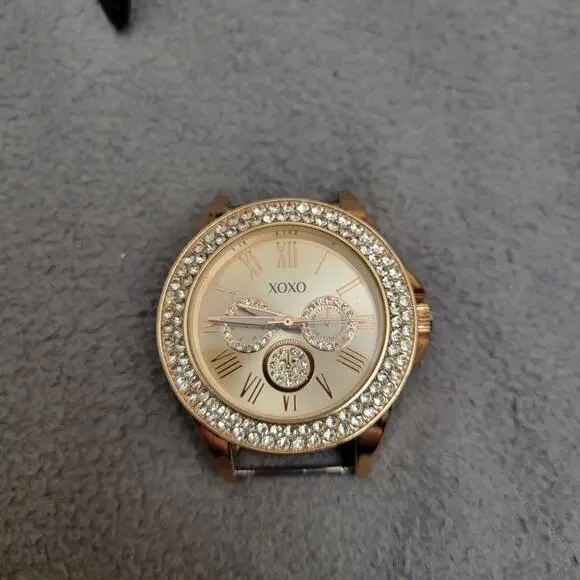 XOXO Analog Watch Rose Gold Crystal Bezel Interchangeable Bands 7PC - Picture 4 of 10